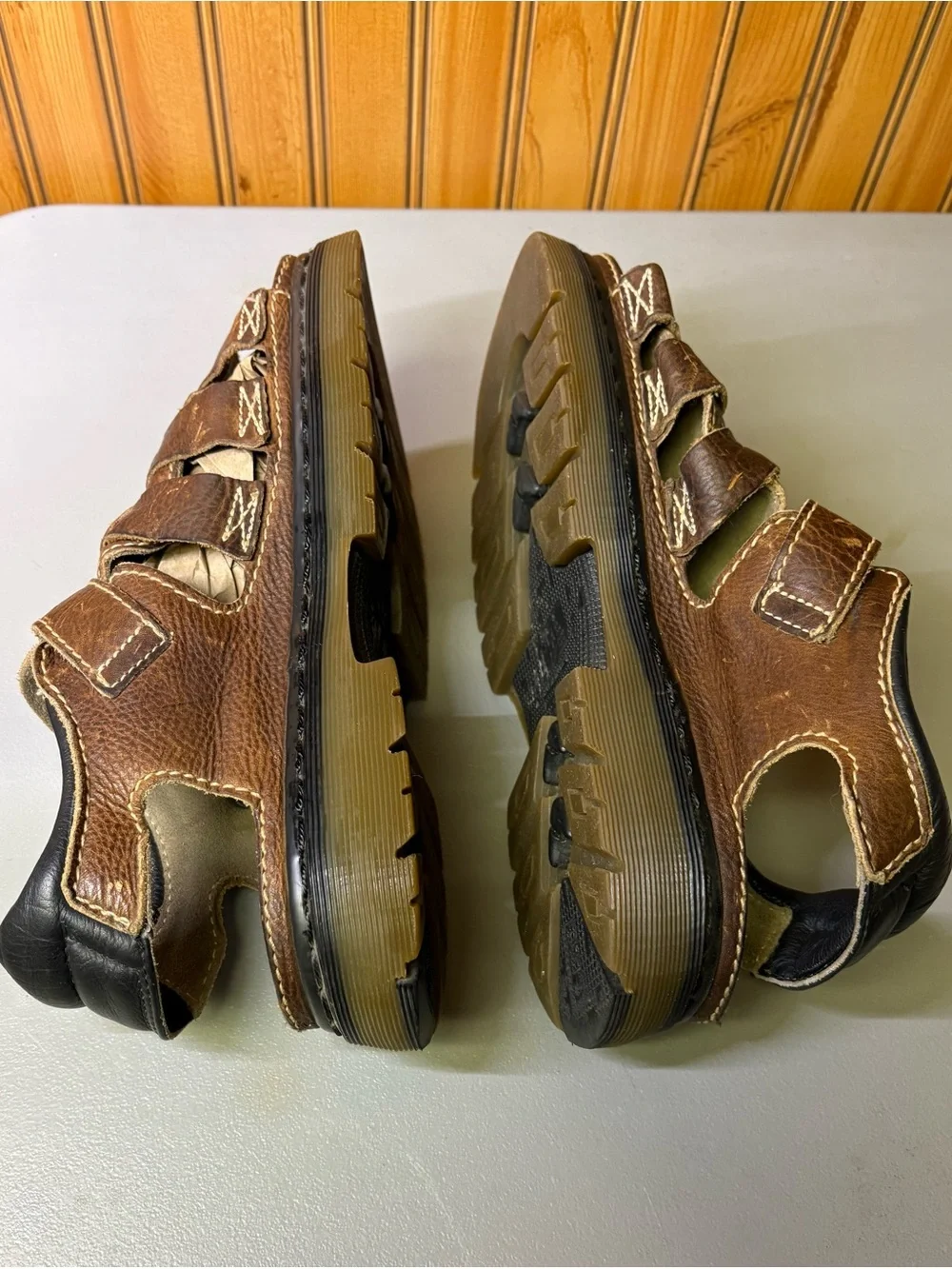 Dr. Martens Brown Leather Fisherman Sandal with Buckle Strap